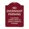 Signmission Designer Series-No Overnight Parking, Burgungy Heavy-Gauge Aluminum, 24" x 18", BU-1824-9967 A-DES-BU-1824-9967 - alternate 1